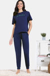 Zivame Friends Knit Cotton Loungewear Set - Medieval Blue — thumbnail 3